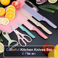 5 piece horizon knife block. Pastel Kitchen Knife Set Tag Grab