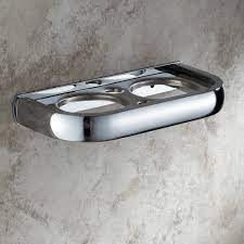 Round wall mount attaches with screws (included). Modern Contemporary Chrome Colored Wall Mounted Brass Toothbrush Holder