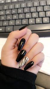 Acrylic Black And White Marble Nails 