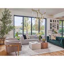 Asher Ottoman Subtle Linen In 2021 Big Windows Living Room Modern Houses Interior Living Room Windows
