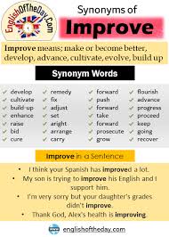 Some common synonyms of unique are eccentric, erratic, odd, outlandish, peculiar, quaint, singular, and strange. Synonyms Of Improve Another Word For Improve Englishoftheday