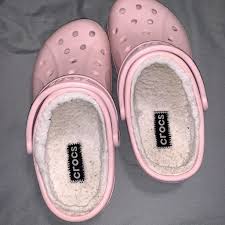 Light Pink Fuzy Crocs Crocs Shoes Crocs Fuzzy Crocs