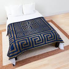 Snuggle up with one of our throws while reading a book or watching netflix. Greek Key Ornament Greek Meander Black On Gold Comforter By K9printart Redbubble