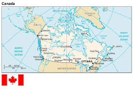 The land border between the u.s. Map And Flag Of Canada