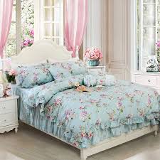 Wide bands of alternating sky blue and white cabana stripes. Amazon Com Fadfay Farmhouse Bedding Full Size Premium 100 Cotton Blue Vintage Floral French Country Style Striped Bedskirt With Ruffle 4 Pcs 1 Duvet Cover No Comforter 1 Bedskirt 2 Pillowshams Home Kitchen