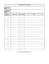 Foley Catheter Care Record Printable Medical Form Free To