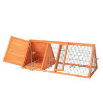 ZephyPaws Rabbit Hutch,Wooden Chicken Coop Outdoor,A-Frame Quail Cage with  2 Door & Run Cage,Triangle Quail Hutch with Ventilating Wire,Poultry Hutch  ...
