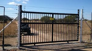 You will find the various gate types here. Free Standing Razor Electric 2 4m High Sliding Gate Close Up View 7 Africa Power Fencing