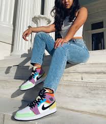 Jordan 1 Mid Patent Black White Gold Outfit Pin Op Shoes