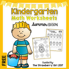 free kindergarten math worksheets summer by the strawberry girl