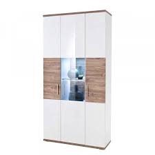 Hochglanz Vitrinenschrank Gazino In Weiss Und Eiche Dekor 100 Cm Breit In 2020 Vitrinenschrank Vitrine Weiss Hochglanz Sideboard Weiss Hochglanz