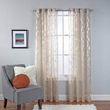 Delancey Metallic Print Sheer Grommet Window Panel Curtain Walmart Com Panel Curtains Curtains Sheer Window Panels