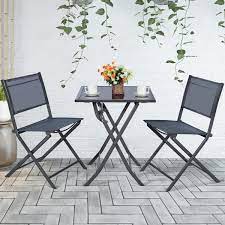 Bistro table and chair set. 3pcs Bistro Set Garden Backyard Table Chairs Outdoor Patio Furniture Folding Walmart Canada