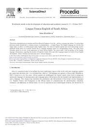 Pdf Lingua Franca English Of South Africa