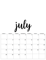 July Juli Kalender Calendar 2019 Gambar