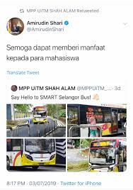 Majlis daerah kuala selangor mdks memperkenalkan laluan baharu perkhidmatan percuma bas smart selangor yang disediakan oleh kerajaan negeri selangor iaitu laluan ks02 bandar puncak alam bandar saujana utama taman sri buloh mrt feeder bus. Bas Smart Selangor Kini Beroperasi Di Uitm Shah Alam Selangorkini