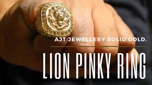 14k solid yellow gold over 0.25ct round cut diamond men's classical pinky ring. Men S Solid 18kt Yellow Gold Lion Pinky Ring Ajt Jewellery Youtube
