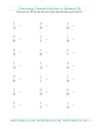 Convert Fractions To Decimals B Fractions Worksheet Fractions To Decimals Worksheet Fractions Worksheets Converting Fractions