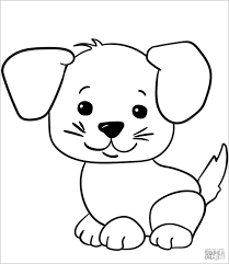 Make a fun coloring book out of family photos wi. Easy Cute Cartoon Puppy Coloring Page Coloringbay