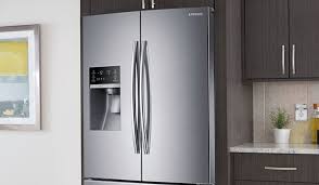 A counter depth refrigerator that is beautifully designed, with a modern dispenser, polished door, and sleek handles. Samsung Refrigerator Ice Maker Not Making Ice A Appliance