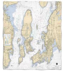 Ri Narragansett Bay Ri Nautical Chart Blanket Nautical