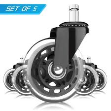Growsland Office Chair Wheels Replacement Set Of 5 Rubber Chair Caster Wheel Heavy Duty Ball Casters For Hardw In 2020 Office Chair Wheels Caster Chairs Office Chair