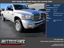 Dodge's ram 2500 mega cab laramie 4x4 is the meanest road going truck on this side of a transport. Autowerks Of Nwa Used 2007 Silver Dodge Ram 2500 For Sale In Bentonville Ar 72712