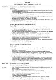 The coop outlines steps and actions necessary to resume essential academic, business and physical services. Emergency Management Specialist Resume Samples Velvet Jobs