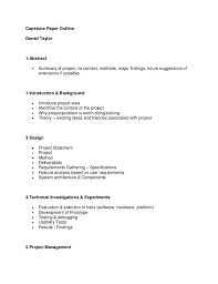 Subject wise capstone project examples. Capstone Paper Outlinedaniel Taylor1 Abstract Summary Of Project Its Context Methods Major Findings Future Sugges Essay Outline Paper Outline Outline