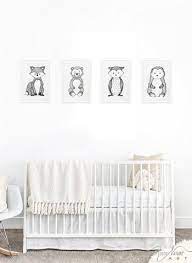 Black White Little Fox Animal Prints For Your Nursery Modern Nursery Animals Animal Wall Art Kids Roo Nursery Wall Art Boy Baby Room Wall Art Baby Wall Art