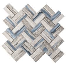 Check spelling or type a new query. Tilegen Recycle Herringbone Wooden Look 1 X 3 Glass Mosaic Tile In Blue Gray Wall Tile 10 Sheets 9 6sqft Overstock 27973430