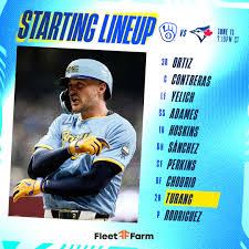 Ortiz scratched due to right hamstring soreness 3B Monasterio C Contreras  LF Yelich SS Adames 1B Hoskins DH Sanchez CF Perkins RF Chourio 2B Turang P  Rodriguez