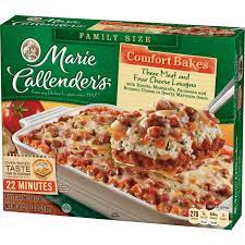 But these marie callender's dinners, by god, they are gems. Marie Callender S Comfort Bakes Multi Serve Frozen Dinner Three Meat Four Cheese Lasagna 31 Ounce Walmart Com Walmart Com