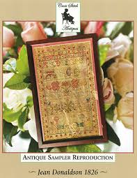 The colors are matched close to the original picture. Cross Stitch Antiques Cross Stitch Patterns Antique Sampler Reproduction Jean Donaldson 1826 Cross Stitch