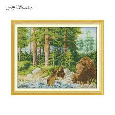 A horse in the landscape by expressionist artis franz marc counted cross stitch pattern. Happy Of The Forest Counted Cross Stitch Embroidery Cross Stitch Landscape Patterns Dmc 11 14ct Printed Canvas Fabric Needlework Package Aliexpress