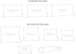 pillows sizes pillow size chart bed hamdani