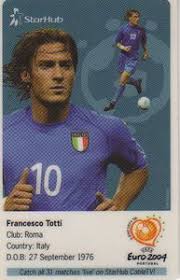 1 2 1 1 2. Tillefoankaart Euro 2004 Francesco Totti Starhub Singapore Football Col Sin Starh Pre 035