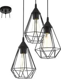 eglo vintage tarbes hanglamp 3 lichts o310mm zwart hanglamp plafondverlichting koperen lampen