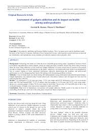Pdf Assessment Of Gadgets Addiction And Its Impact On Health Among Undergraduates