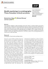 Aben, i., verhey, f., et al. Pdf Health Psychology In Autobiography Three Canadian Critical Narratives