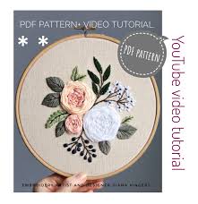 Pdf Pattern Video Tutorial Garden Roses Digital Tutorial Etsy Embroidery Patterns Hand Embroidery Hand Embroidery Patterns