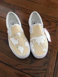 These Hand Painted Shoes Are Made To Order For Each Customer I Buy Standard White Slip On Vans From The Vans Retail Painted Shoes Painted Shoes Diy Cute Shoes
