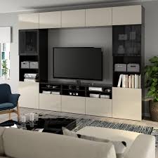Besta Tv Storage Combination Glass Doors Black Brown Selsviken High Gloss Beige Smoked Glass 118 1 8x15 3 4x90 1 2 Learn More Ikea Tv Storage Living Room Tv Unit Designs Living Room Tv Unit