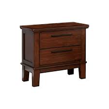 Benjara Wood And Metal Nightstand With 2 Drawers Cherry Brown And Black Bm203157 Benzara Com