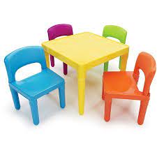 If you are in the market looking for affordable furniture, you may have come across plastic table and chair sets. Tot Tutors Kids Plastic Table And 4 Chairs Set Multiple Colors Walmart Com Kids Plastic Chairs Kids Table Chair Set Kids Chairs