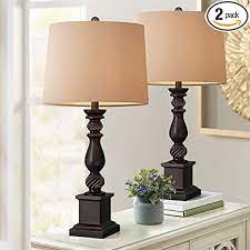 Consider decorating with 2 bedside table lamps, but choosing complementing lamps instead of an exact match. Amazon Com Oneach Table Lamp Set Of 2 For Bedroom Rustic Bedside Table Desk Lamps For Living Room Study Office 24 Minimalist Lamps Set Bronze Home Improvement