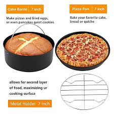 Air Fryer 3 Piece Accessory Pack Universal Compatibility With Most 5 2l 5 5qt Air Fryers 7 Inch Cake Barrel 7 Inch Pizza Pan An Pan Pizza 7 Inch Cake Food