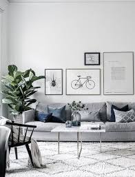 Modern Grey Living Room With Wall Art And Green Plants Living Room Grey Small Apartment Living Room Home Decor