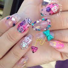 Clear Pink Diamond Crown Flower Dangle Gold Foil Charm Coffin Ballerina Acrylic Nails Ballerina Acrylic Nails Bling Nails Pink Acrylic Nails