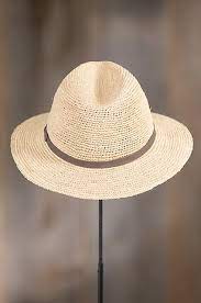 Packable Crocheted Raffia Fedora Hat Overland Fedora Hat Packable Fedora